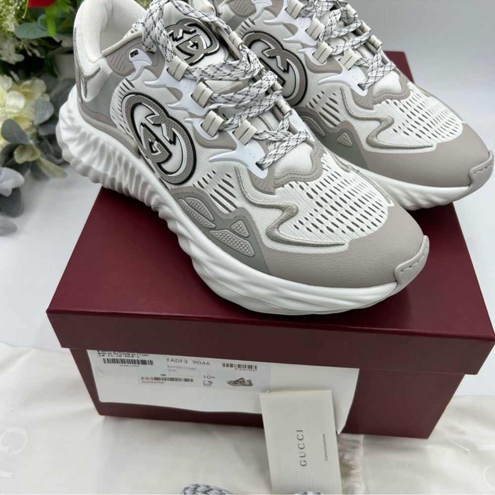 Men’s Gucci ripple sneakers interlocking G logo size 10.5 made in Italy NWT - Picture 3 of 11